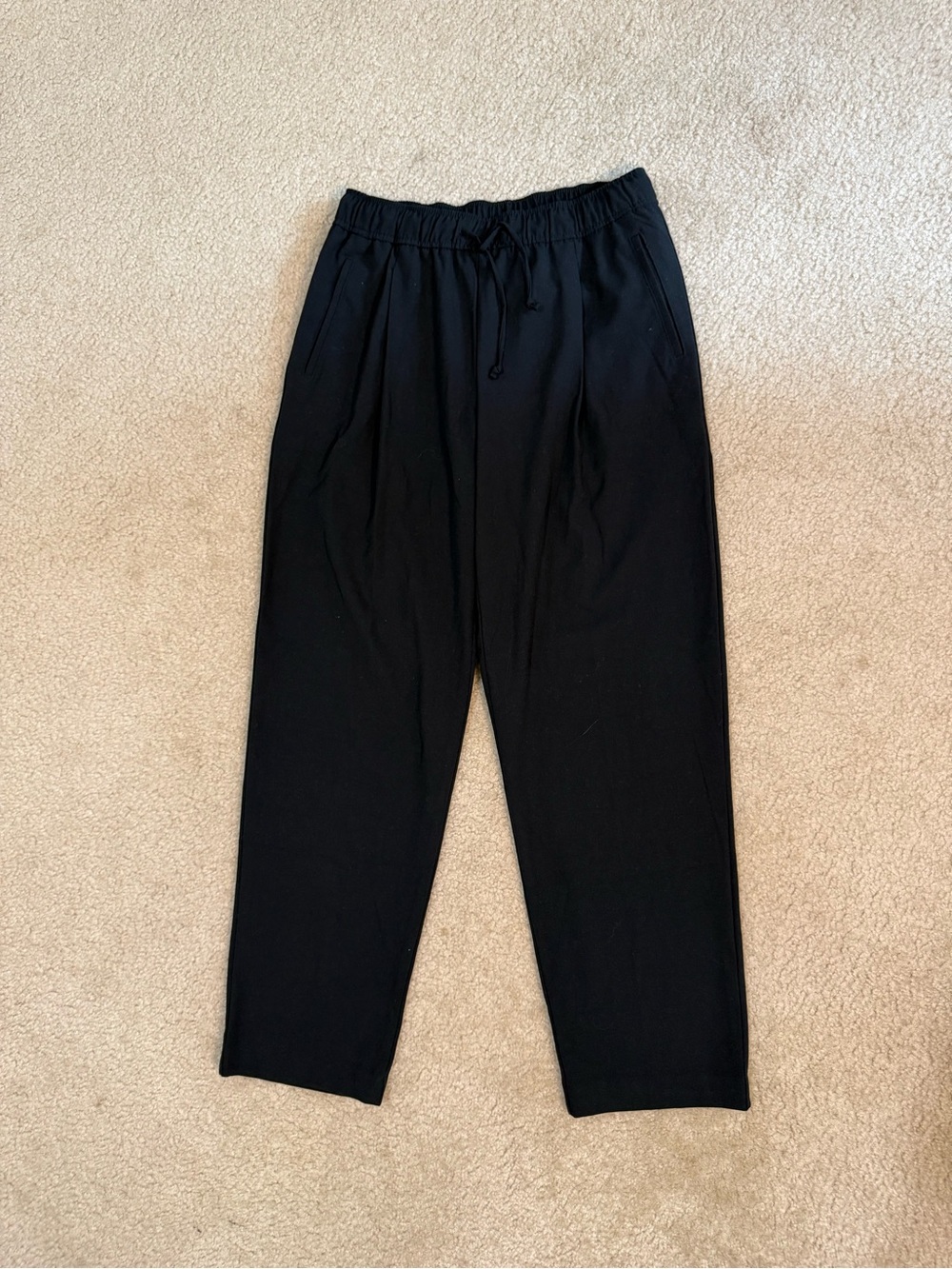 Black Wide-Leg Drawstring Pants